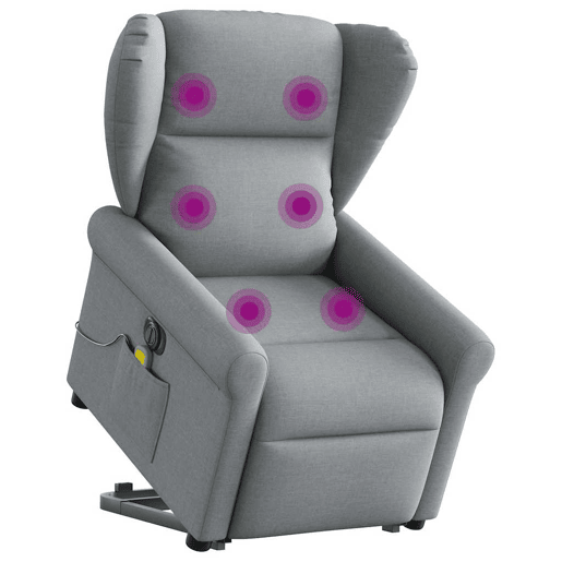 Poltrona elétrica reclinável massagens - Poltrona relax tecido cinzento-claro