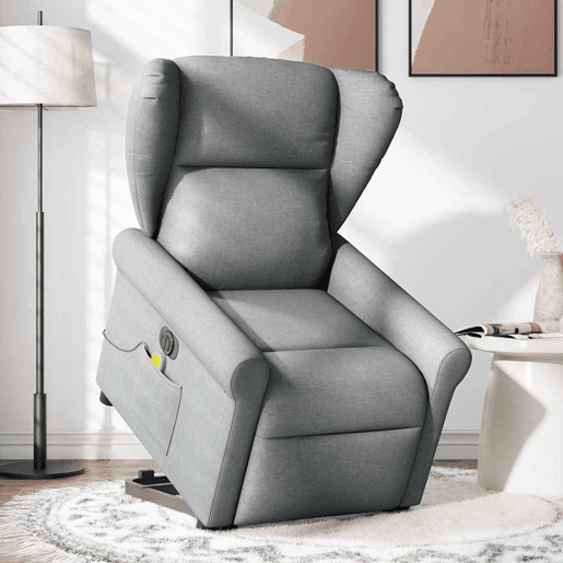 Poltrona elétrica reclinável massagens - Poltrona relax tecido cinzento-claro