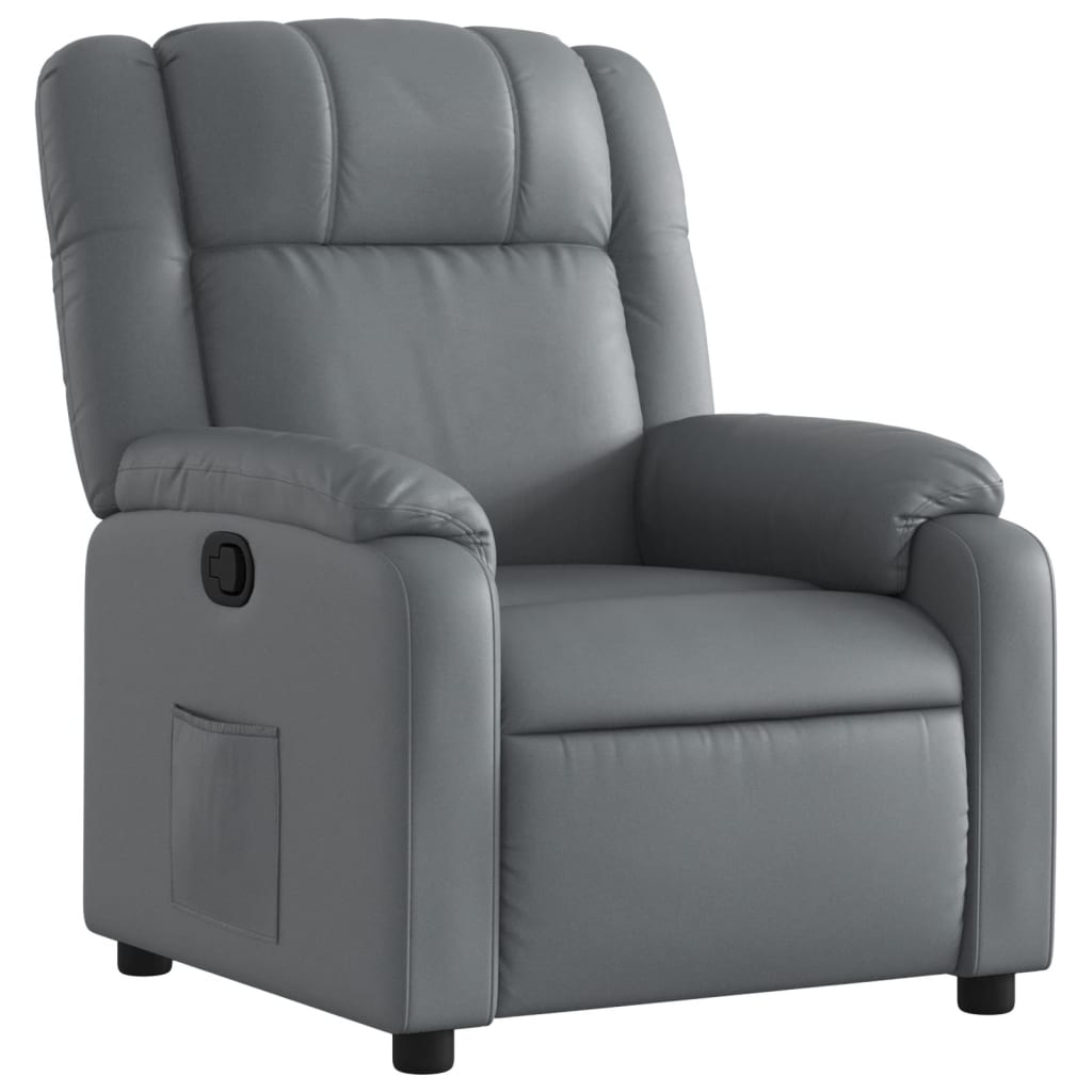 Sillón reclinable - sillón relax de cuero sintético gris