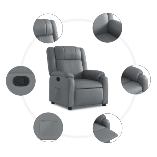 Poltrona reclinável - Poltrona relax couro artificial cinzento
