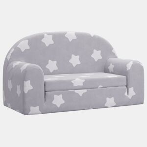 Sofá-cama infantil, Sofá para criança 2 lugares c estrelas pelúcia cinzento-claro