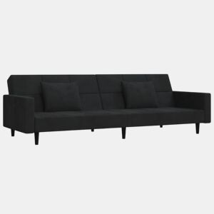Sofá-cama, Sofá conversível 2 lugares com duas almofadas veludo preto