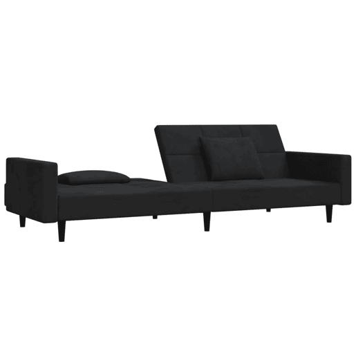 Sofá-cama, Sofá conversível 2 lugares com duas almofadas veludo preto