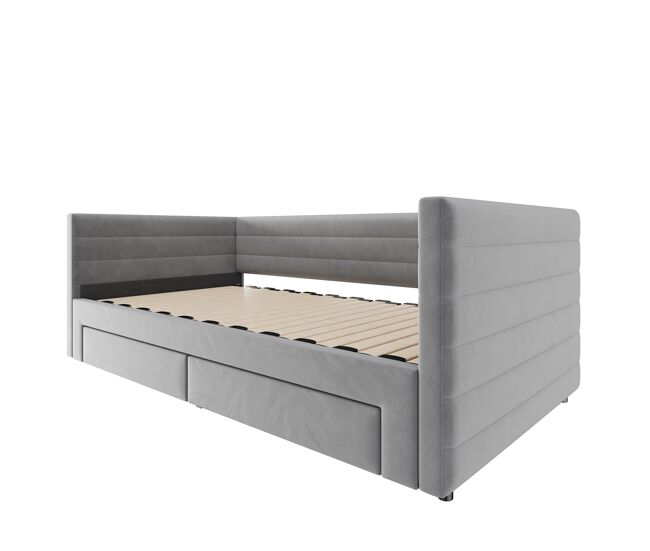 Sofá cama 90x190 cm - multifuncional, con almacenamiento, convertíble en cama individual/doble - gris