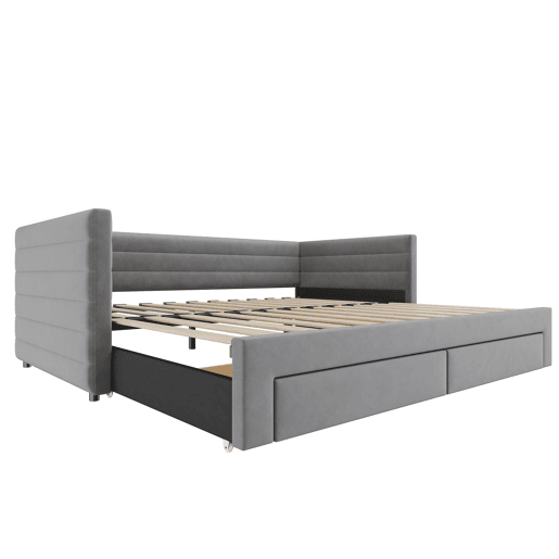 Sofá-cama 90x190 cm - Multifuncional, com arrumação, convertível em cama individualdupla - Cinza