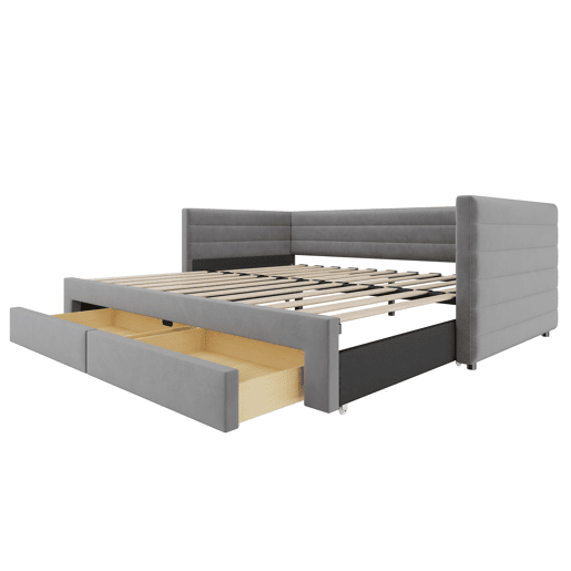 Sofá-cama 90x190 cm - Multifuncional, com arrumação, convertível em cama individualdupla - Cinza