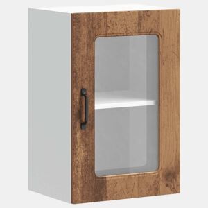Armário de parede de cozinha - Cozinha modular porta vidro madeira velha