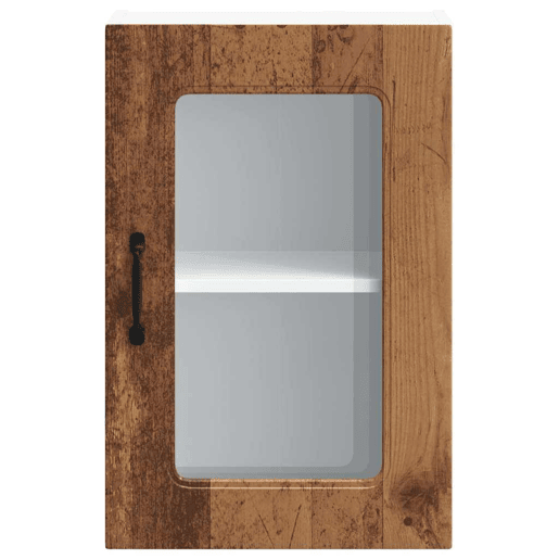 Armário de parede de cozinha - Cozinha modular porta vidro madeira velha
