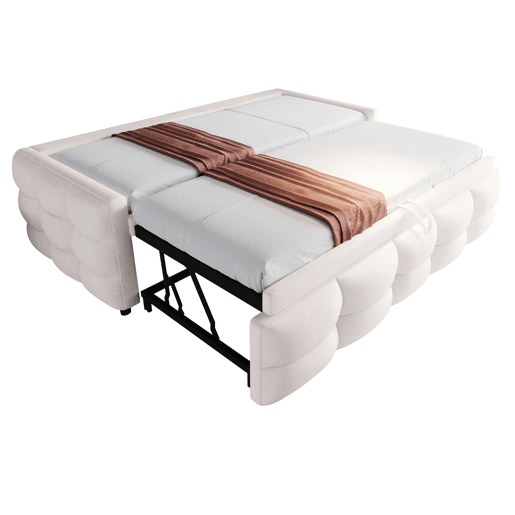 Sofá-cama 90180x190 cm - Puffbett, com estrado de ripas, multifuncional, bege