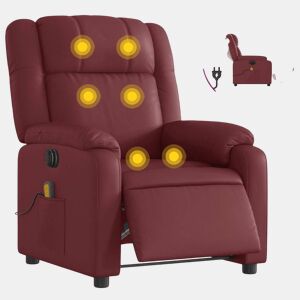 Poltrona massagens reclin. - Poltrona relax elétrica couro artif. vermelho-tinto