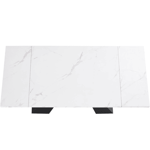 Conjunto de sala de jantar de 5 peças - Mesa extensível em mármore (para 4 pessoas) - Cadeiras em veludo cinza - Branco