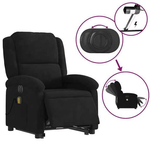 Poltrona massagens reclinável - Poltrona relax elétrica veludo preto