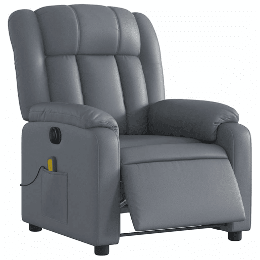 Poltrona massagens reclinável - Poltrona relax elétrica couro artif. cinzento