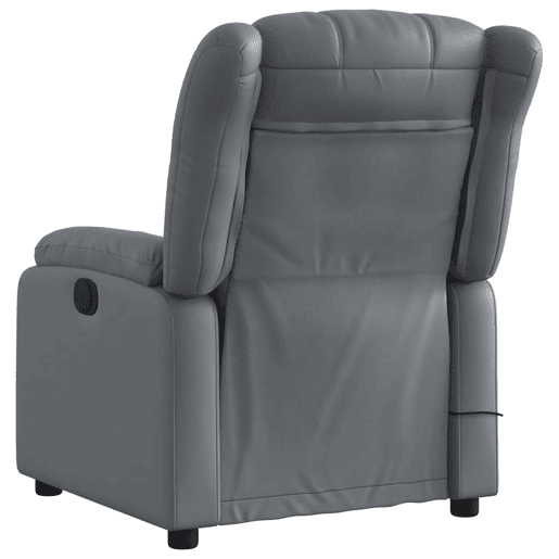 Poltrona massagens reclinável - Poltrona relax elétrica couro artif. cinzento