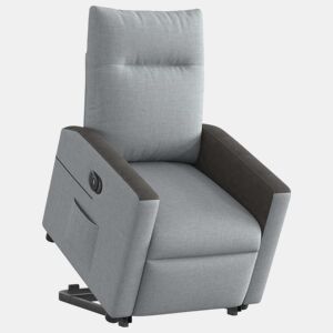 Poltrona reclinável - Poltrona relax elétrica tecido cinzento-claro