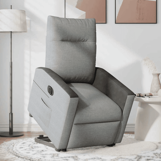 Poltrona reclinável - Poltrona relax elétrica tecido cinzento-claro