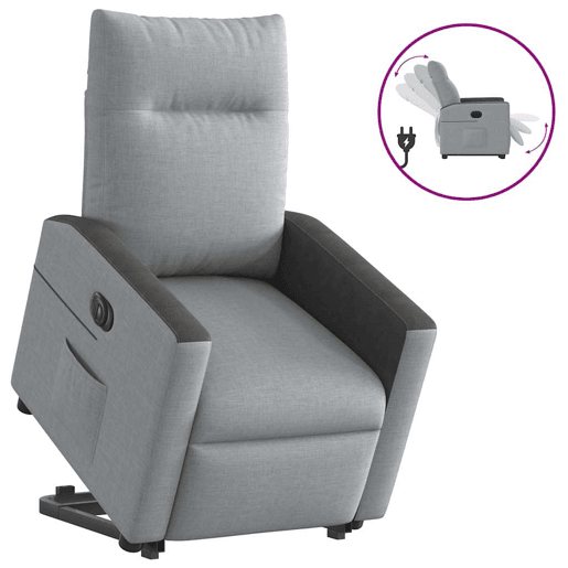 Poltrona reclinável - Poltrona relax elétrica tecido cinzento-claro