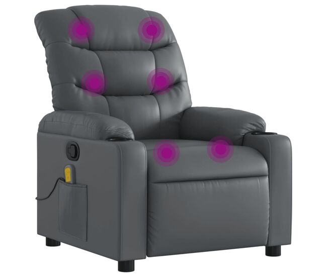 Sillón de masaje reclinable - sillón relax cuero sintético gris