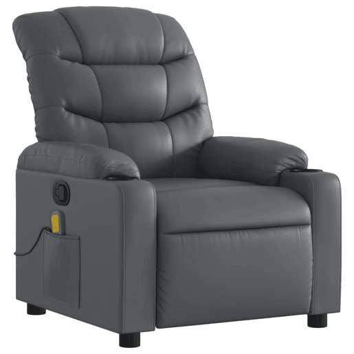 Poltrona de massagens reclinável - Poltrona relax couro artificial cinzento