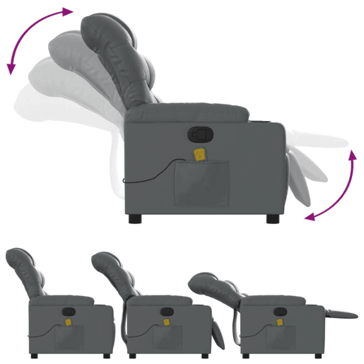 Poltrona de massagens reclinável - Poltrona relax couro artificial cinzento