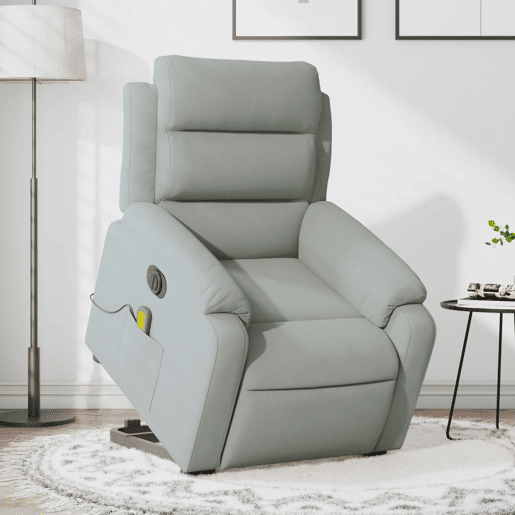 Poltrona de massagens reclinável - Poltrona relax elétrica veludo cinzento-claro