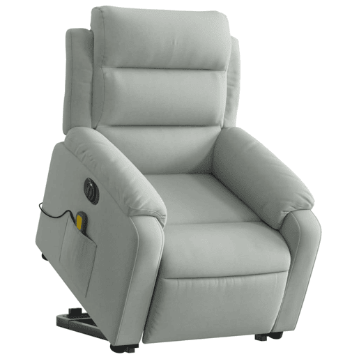 Poltrona de massagens reclinável - Poltrona relax elétrica veludo cinzento-claro