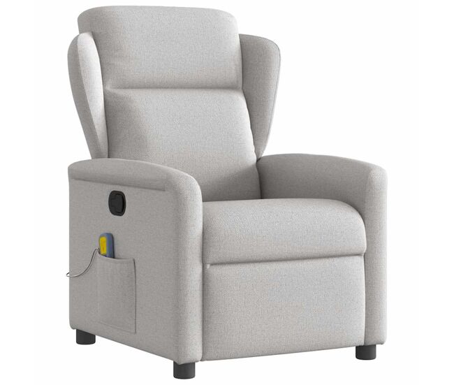 Sillón de masaje reclinable - sillón relax de tela gris nube