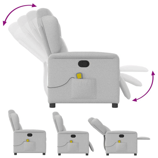Cadeira de massagem reclinável - Poltrona relax tecido cinzento