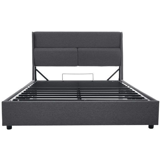 Cama estofada 160x200 cm - Cabeceiras ajustáveis, canapé hidráulico com arrumação, cinzento