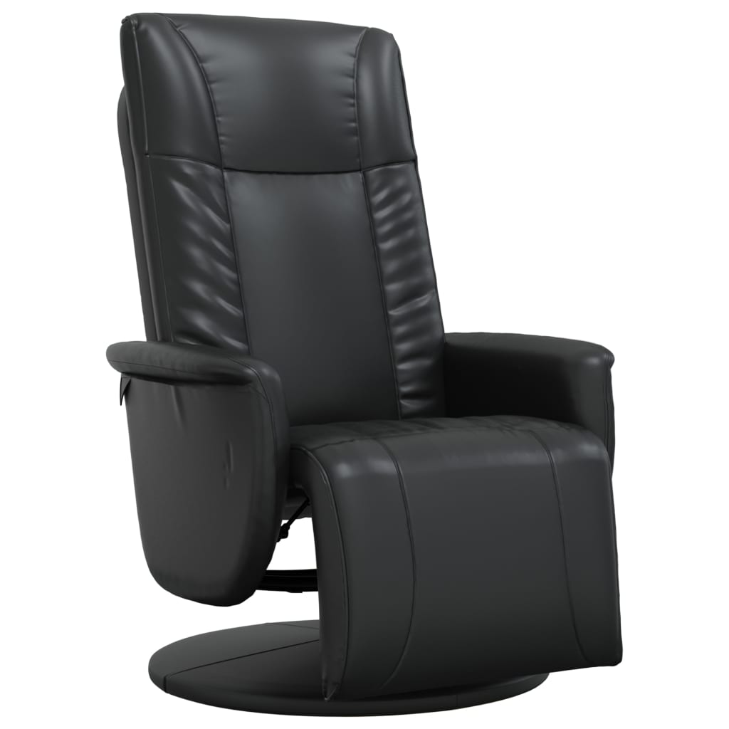 Sillón reclinable - sillón relax con reposapiés cuero sintético negro