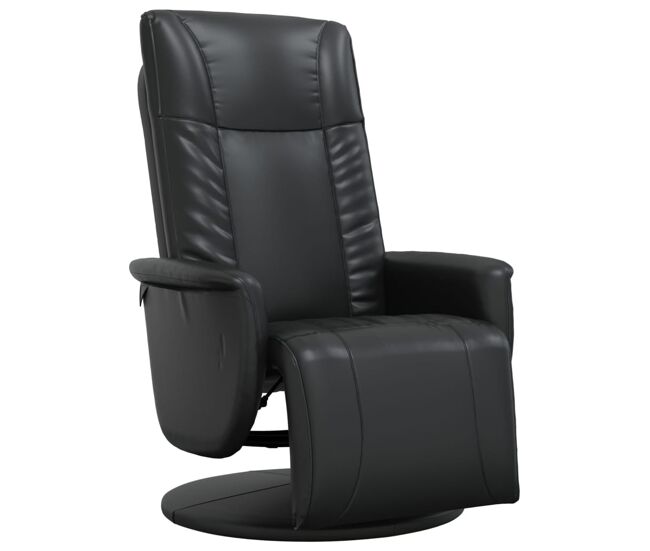 Sillón reclinable - sillón relax con reposapiés cuero sintético negro