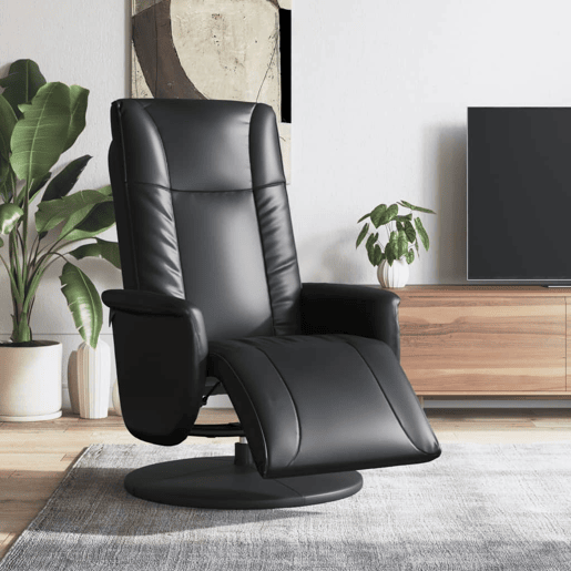 Cadeira reclinável - Poltrona relax com apoio de pés couro artificial preto Cadeira reclinável - Poltrona relax com apoio de pés couro artificial preto
