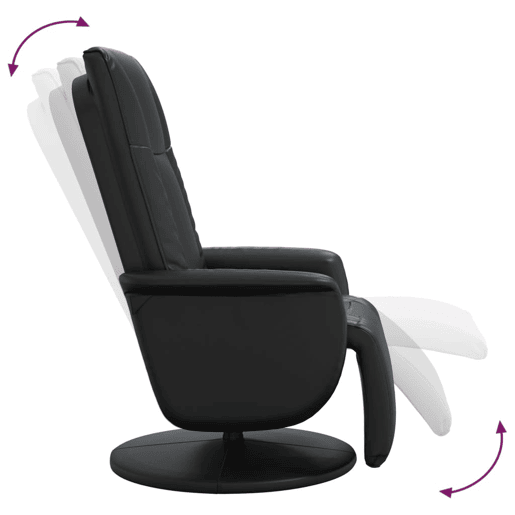 Cadeira reclinável - Poltrona relax com apoio de pés couro artificial preto Cadeira reclinável - Poltrona relax com apoio de pés couro artificial preto