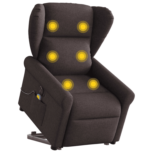 Poltrona elétrica massagens - Poltrona relax tecido castanho-escuro Poltrona elétrica massagens - Poltrona relax tecido castanho-escuro