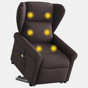 Poltrona elétrica massagens - Poltrona relax tecido castanho-escuro