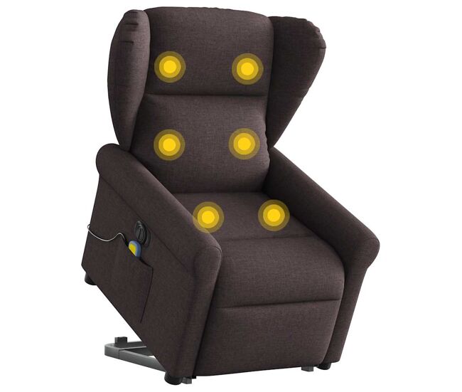 Sillón masaje eléctrico reclinable - sillón relax elevable tela marrón oscuro