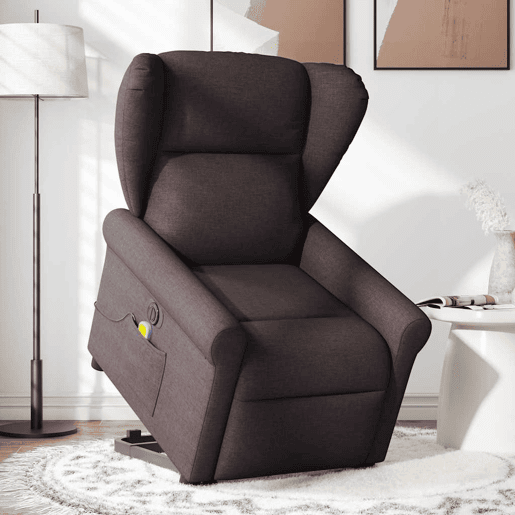 Poltrona elétrica massagens - Poltrona relax tecido castanho-escuro Poltrona elétrica massagens - Poltrona relax tecido castanho-escuro