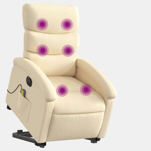 Poltrona elétrica elevatória massagens - Poltrona relax tecido creme
