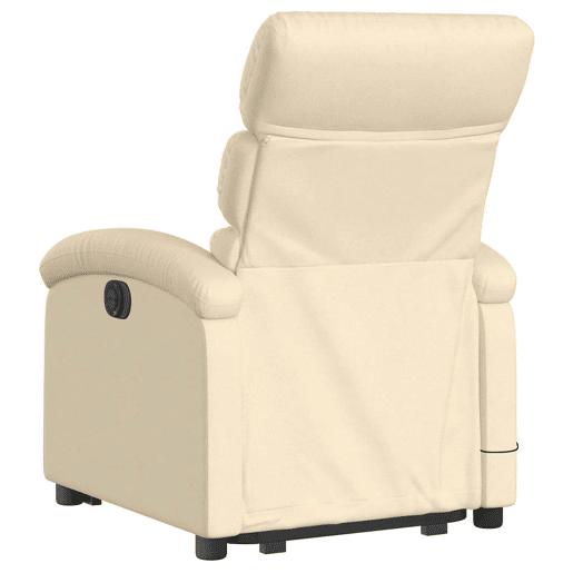 Poltrona elétrica elevatória massagens - Poltrona relax tecido creme Poltrona elétrica elevatória massagens - Poltrona relax tecido creme
