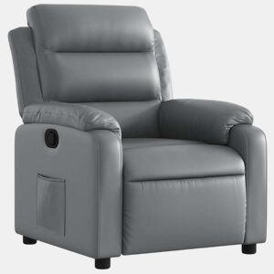 Poltrona reclinável - Poltrona relax couro artificial cinzento