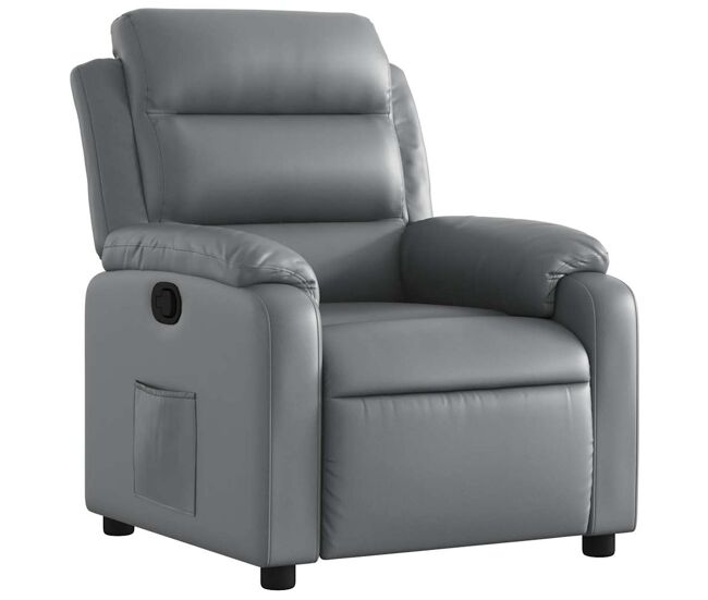 Sillón reclinable - sillón relax de cuero sintético gris