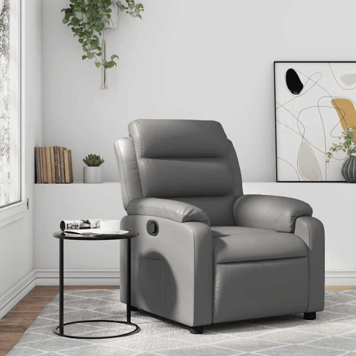 Poltrona reclinável - Poltrona relax couro artificial cinzento