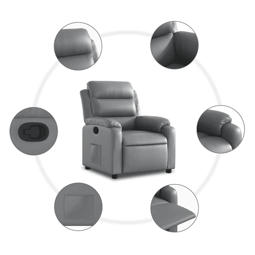 Poltrona reclinável - Poltrona relax couro artificial cinzento