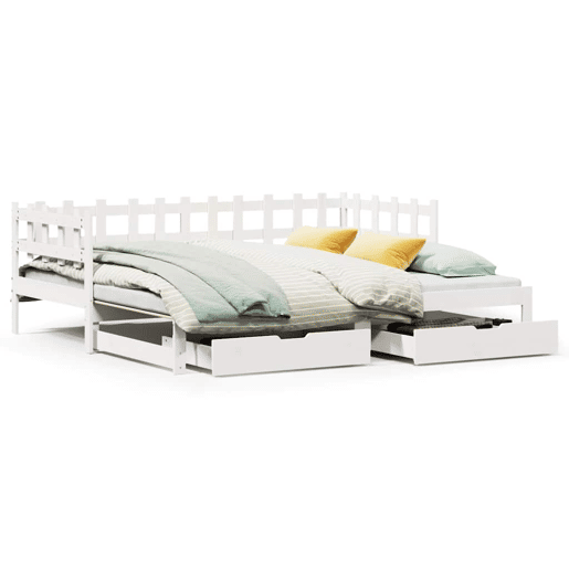 Sofá-cama, Sofá conversível com gavetão e gavetas sem colchão 90x190 cm branco