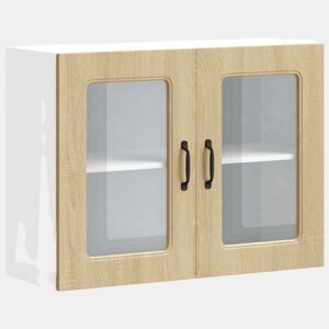 Armário de parede de cozinha - Cozinha modular porta vidro carvalho sonoma