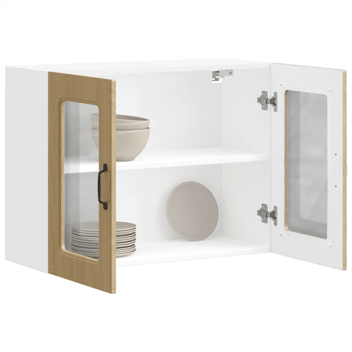 Armário de parede de cozinha - Cozinha modular porta vidro carvalho sonoma