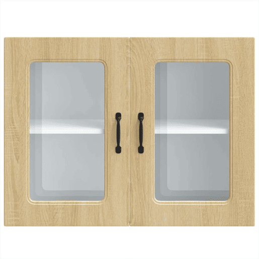 Armário de parede de cozinha - Cozinha modular porta vidro carvalho sonoma