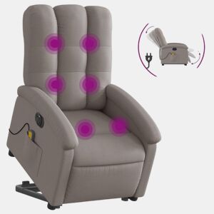 Poltrona elétrica elevatória massagens - Poltrona relax tecido cinza-acastanhado