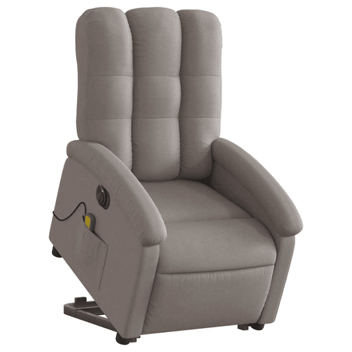 Poltrona elétrica elevatória massagens - Poltrona relax tecido cinza-acastanhado