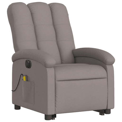 Poltrona elétrica elevatória massagens - Poltrona relax tecido cinza-acastanhado